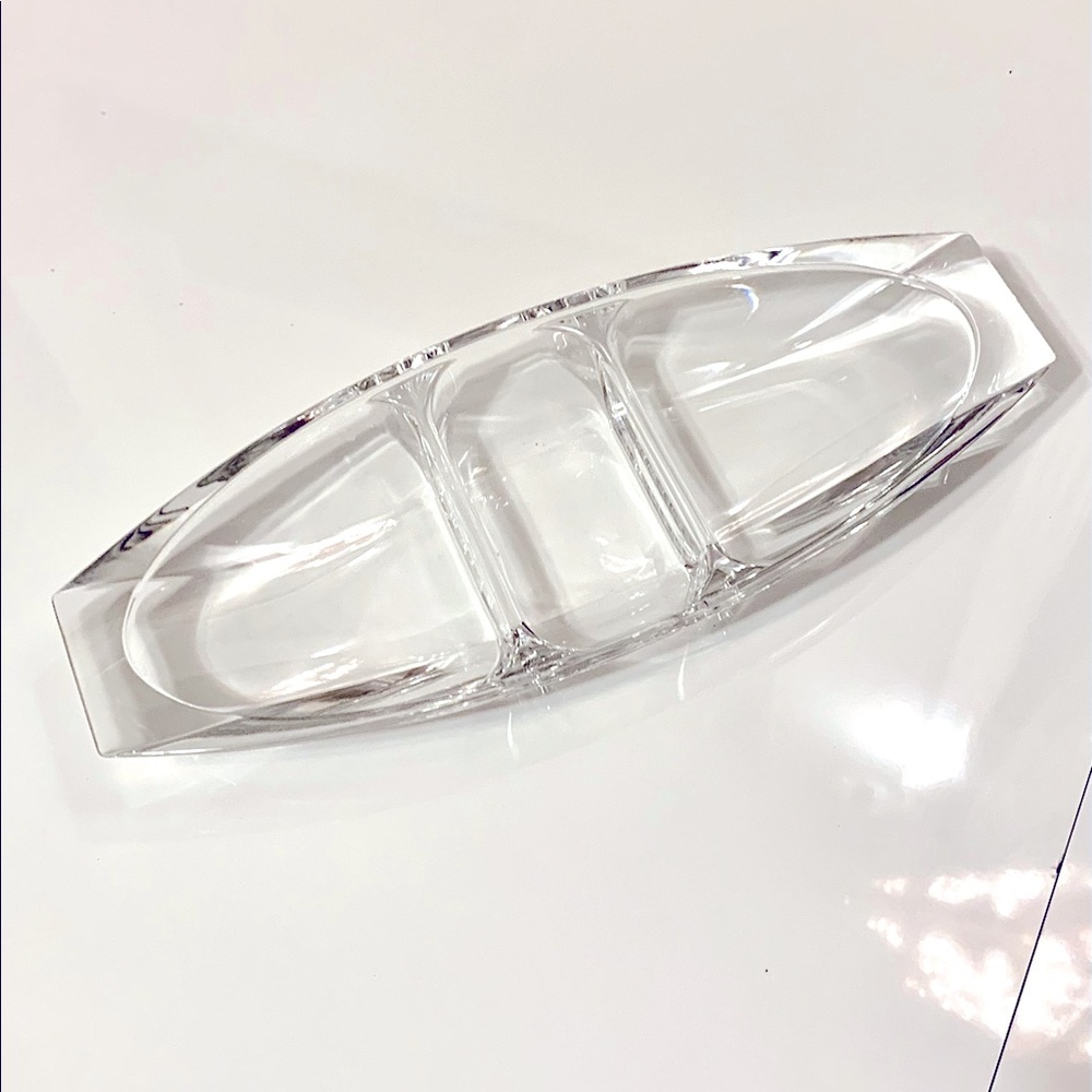 Bohemia Crystal Divided Gondola Bowl with 3 Sections